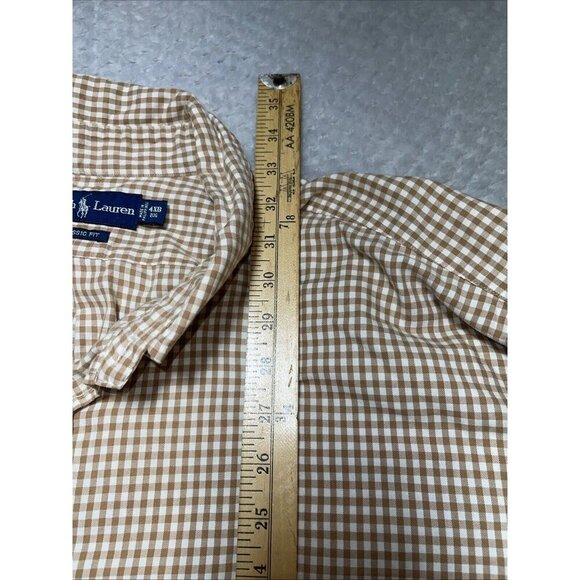 Polo Ralph Lauren L/S Button Down Shirt Men Big 4XB Tan Cream Plaid Flesh Pony - Picture 6 of 10